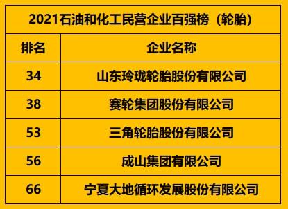 5家輪胎企業(yè)，上榜百?gòu)?qiáng)榜！