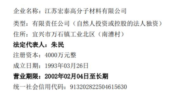 廣信材料全資子公司江蘇宏泰董事長換人！