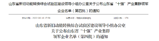 雙星、浦林成山、華盛、圣奧，入選山東省產(chǎn)業(yè)集群領(lǐng)軍企業(yè)