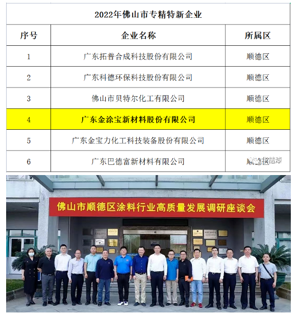 重磅！金涂寶入圍“2022年佛山市專(zhuān)精特新企業(yè)擬入庫(kù)名單”！