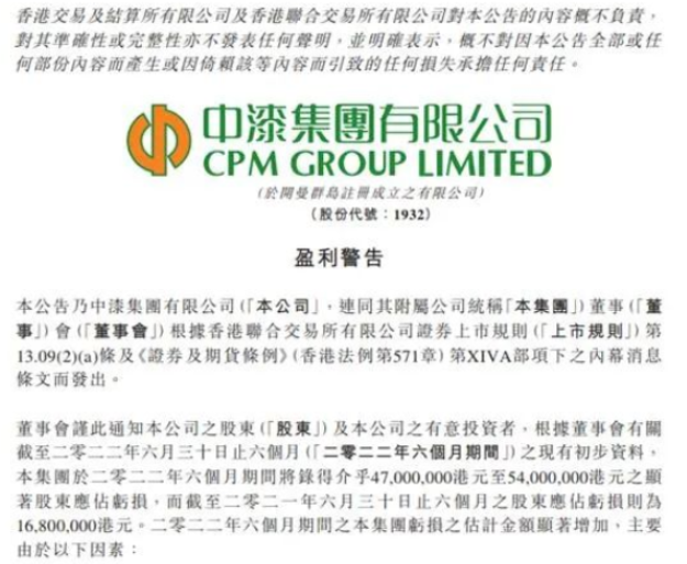 虧損翻番，中漆集團(tuán)預(yù)計年中虧損超4000萬