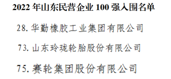 山東民企100強(qiáng)，三大輪胎上榜！