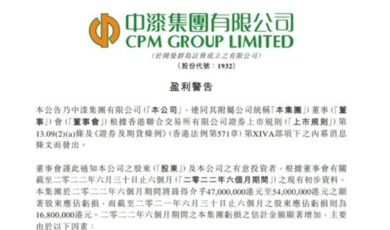 　中漆集團(tuán)：最高預(yù)虧4648萬，虧損額最高預(yù)增221.43%