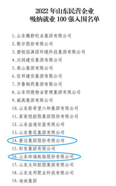 山東百?gòu)?qiáng)榜，多家輪胎企業(yè)上榜