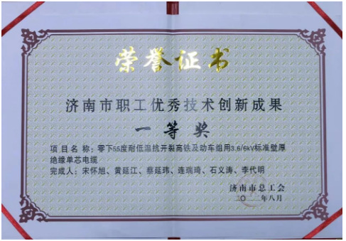 　章丘區(qū)總工會(huì)副主席陳彬，華凌電纜總裁王偉為獲獎(jiǎng)人員頒發(fā)證書(shū)和獎(jiǎng)勵(lì)金。