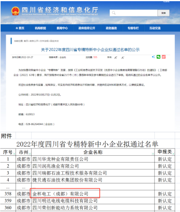 塔牌電纜獲得“專精特新”中小企業(yè)稱號 塔牌電纜獲得“專精特新”中小企業(yè)稱號
